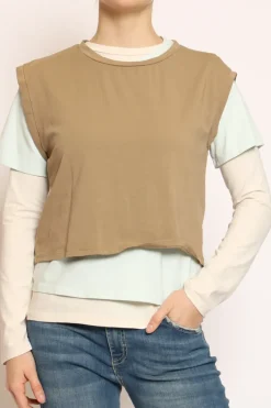 Set tre t-shirt in jersey elasticizzato biscotto/acqua/burro