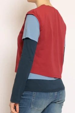 Set tre t-shirt in jersey elasticizzato cherry/avio/blu