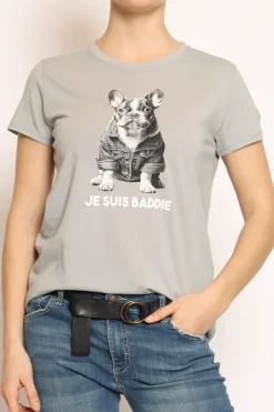 Vicolo T- shirt cane con giubbino grigio