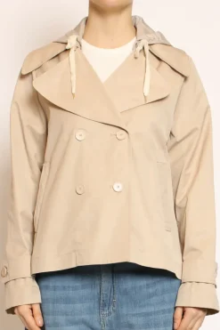 Tensione In Trench in cotone con cappuccio nylon rimovibile