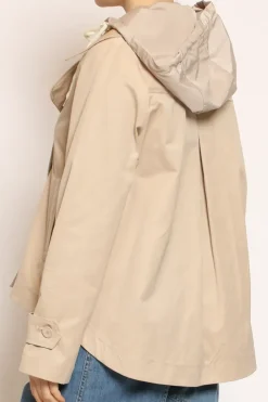 Tensione In Trench in cotone con cappuccio nylon rimovibile