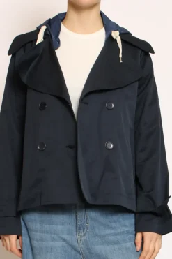 Tensione In Trench in cotone con cappuccio nylon rimovibile