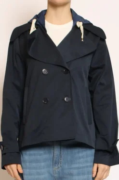Tensione In Trench in cotone con cappuccio nylon rimovibile