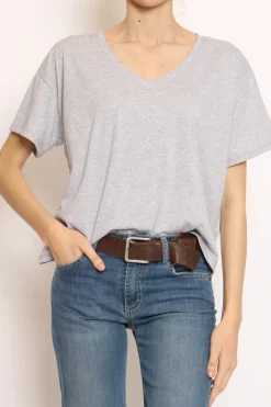 Zeroassoluto T-shirt scollo V mezza manica grigio melange