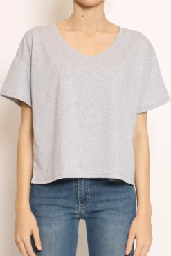 Zeroassoluto T-shirt scollo V mezza manica grigio melange