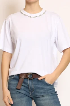 Have one T-shirt catena collo bianco