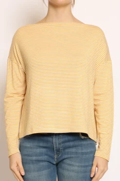 Zeroassoluto T-shirt CLOE righe in jersey senape/bianco