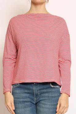 Zeroassoluto T-shirt CLOE righe in jerseyrosso/bianco