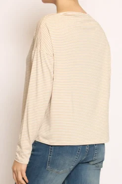 Zeroassoluto T-shirt CLOE righe in jersey beige/bianco