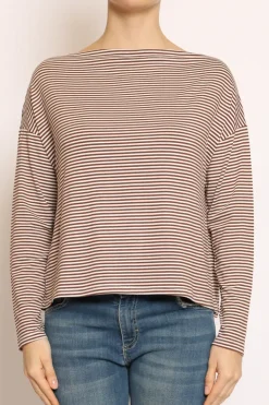 Zeroassoluto T-shirt CLOE righe in jersey biscotto/latte