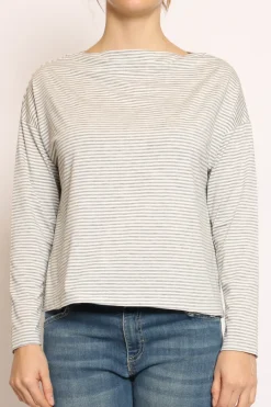 Zeroassoluto T-shirt CLOE righe in jersey grigio/bianco