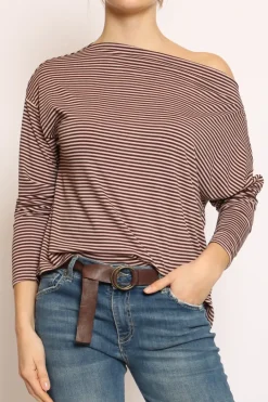 Zeroassoluto T-shirt CLOE righe in jersey moro/rosa