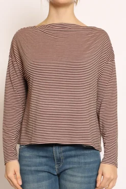 Zeroassoluto T-shirt CLOE righe in jersey moro/rosa