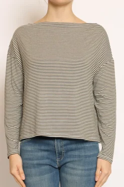 Zeroassoluto T-shirt CLOE righe in jersey militare/bianco
