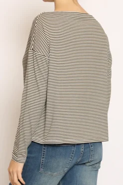 Zeroassoluto T-shirt CLOE righe in jersey militare/bianco