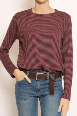 Zeroassoluto T-shirt manica lunga righe grigio/vino