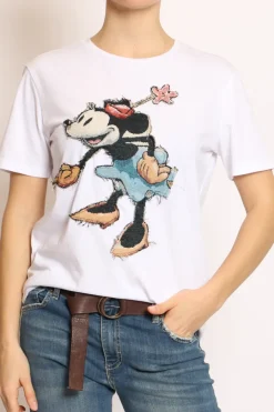 Tensione In T-shirt patch topo bianco minnie