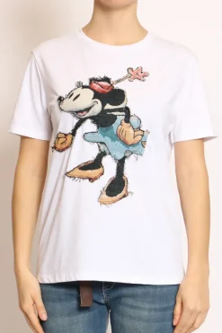 Tensione In T-shirt patch topo bianco minnie