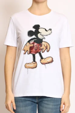 Tensione In T-shirt patch topo bianco mickey