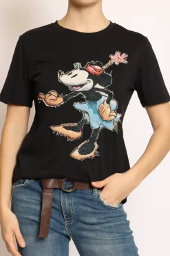 Tensione In T-shirt patch topo nero minnie