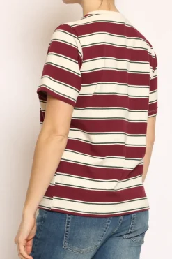 Zeroassoluto T-shirt righe girocollo bordeaux/burro/verde bottiglia
