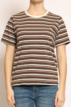 Zeroassoluto T-shirt righe girocollo moka/acqua/burro