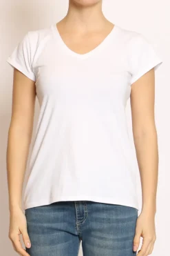 T-shirt scollo V elasticizzata mezza manica