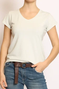 T-shirt scollo V elasticizzata mezza manica