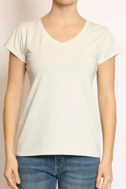 T-shirt scollo V elasticizzata mezza manica