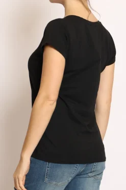 T-shirt scollo V elasticizzata mezza manica