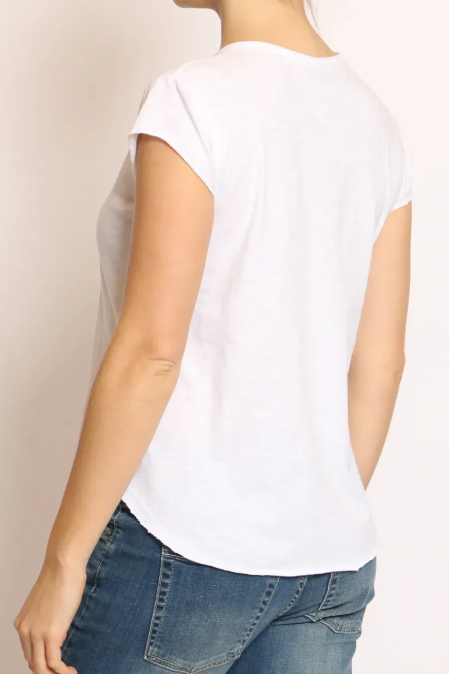 T-shirt taglio vivo cotone fiammato mezza manica