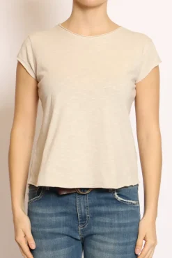 T-shirt taglio vivo cotone fiammato mezza manica