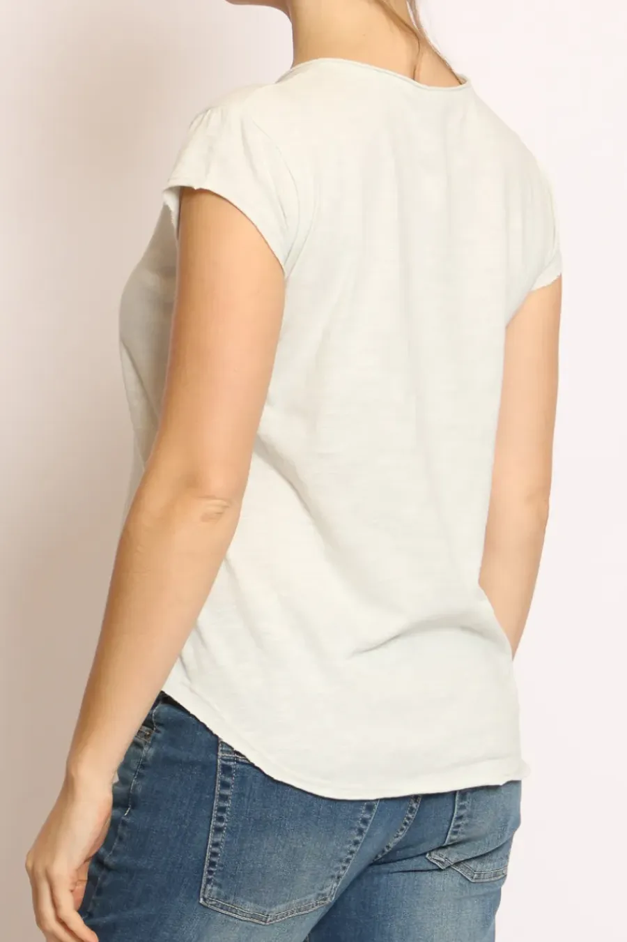 T-shirt taglio vivo cotone fiammato mezza manica