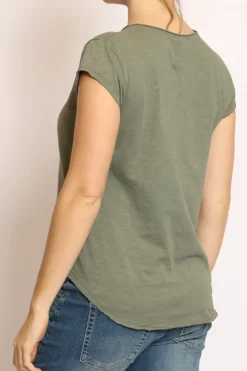 T-shirt taglio vivo cotone fiammato mezza manica
