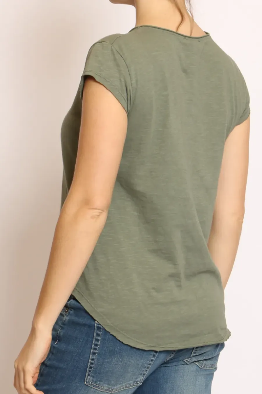 T-shirt taglio vivo cotone fiammato mezza manica